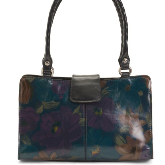 Patricia Nash Rienzo Floral Black Leather Peruvian Painting Shoulder Handbag - Picture 2 of 16